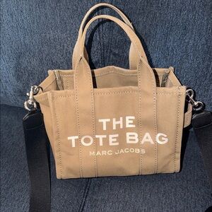 Marc Jacobs Tan Canvas small Tote with Black Strap